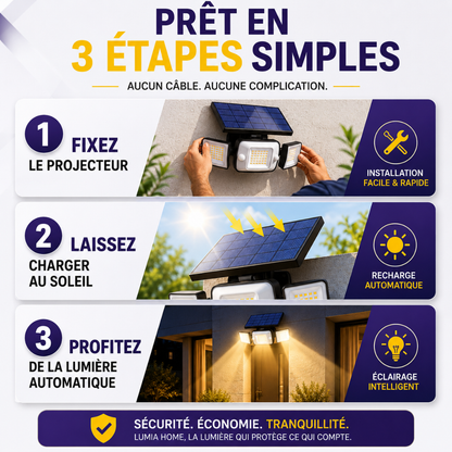 TriLum™ — Projecteur solaire 3 têtes anti zones d'ombre