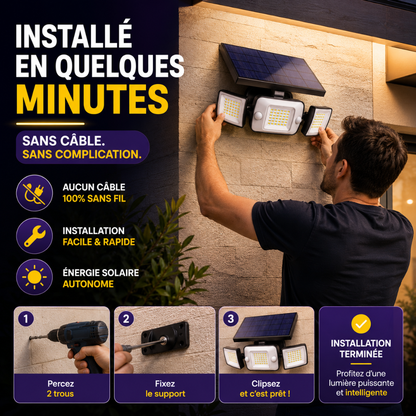 TriLum™ — Projecteur solaire 3 têtes anti zones d'ombre